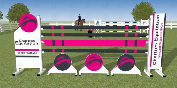 obstacle publicitaire sponsors Obstacle "Chartres équitation" avec soubassements - Avec mise en forme du panneau