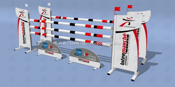 OBSTACLE "Intermarché" oxer - Avec mise en forme du panneau